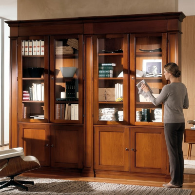Living room cupboard shelf bookshelf wood office cabinet cabinets display case Italy