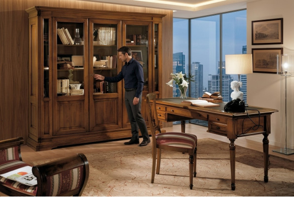 Office set wood table chair bookcase desk shelf cabinets 3-piece set new