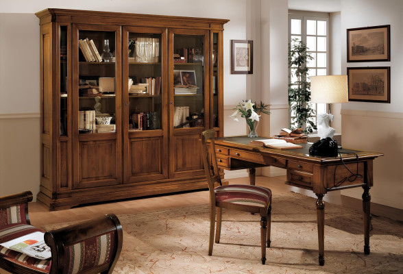 Office set wood table chair bookcase desk shelf cabinets 3-piece set new