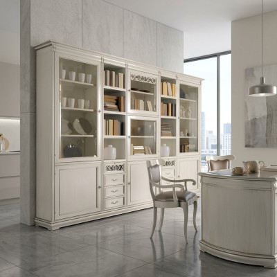 Office furniture, study bookshelf, wooden bookshelf with drawers design