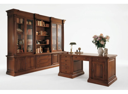Office furniture solid wood desk bookcase table shelf cabinet 2-piece