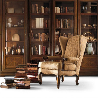 Armchair Library Reading Chair Wingback Armchair Sofa Upholstery Italian Furniture Luxury
