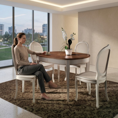 Dining table, furniture chairs, armchair, furniture group, set, complete set, 5-piece.