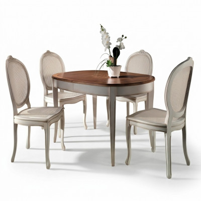 Dining table, furniture chairs, armchair, furniture group, set, complete set, 5-piece.