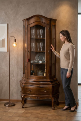 Solid wood sideboard, living room sideboard, Vaccari cav giovanni glass doors