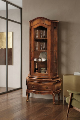 Solid wood sideboard, living room sideboard, Vaccari cav giovanni glass doors