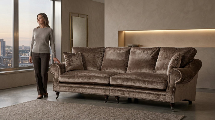 Sofa 4-seater XXL Couch Seat Cushions Sofas Couches Living Room Design Big