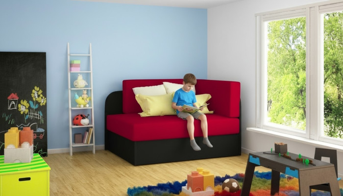 Children's sofa, couch, corner sofa, upholstered sofa, sofa bed, sleeping function, storage box, room