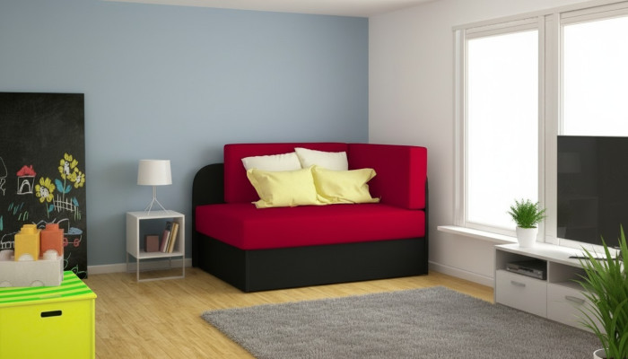 Children's sofa, couch, corner sofa, upholstered sofa, sofa bed, sleeping function, storage box, room