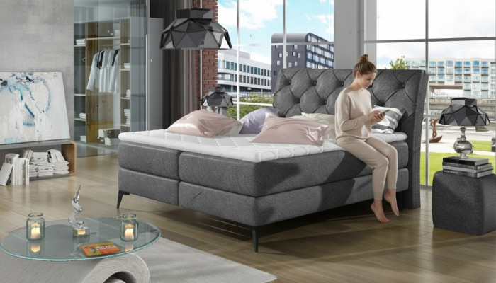 Chesterfield Silver Upholstered Bed Double Bed Big XXL Designer Luxury