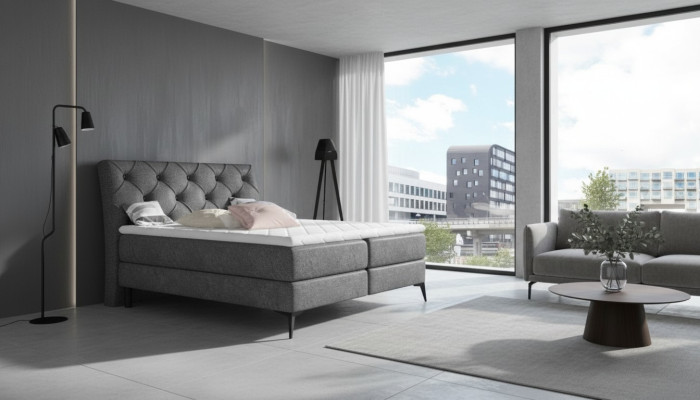 Chesterfield Silver Upholstered Bed Double Bed Big XXL Designer Luxury
