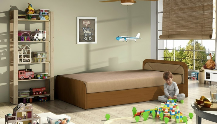 Children's room upholstered bed bed beds wood sleep sofa mattress 80x190cm new