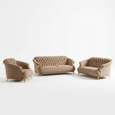 Chesterfield Design Sofa Couch Upholstery Seat Set 3+2+1 Leather Luxury