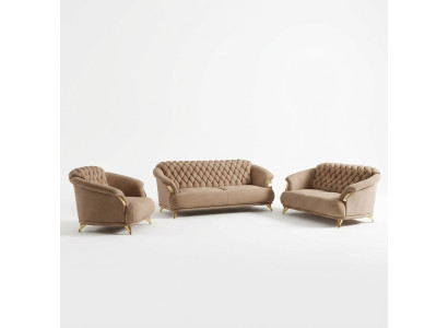 Chesterfield Design Sofa Couch Upholstery Seat Set 3+2+1 Leather Luxury
