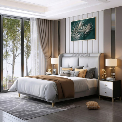 Luxury bedroom bed upholstery design double hotel marital luxury beds