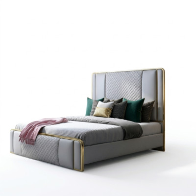 Designer double bed bed hotel luxury bedroom 140/160x200cm leather