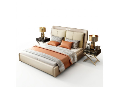 Luxury bedroom designer double bed 180/200x200cm leather metal
