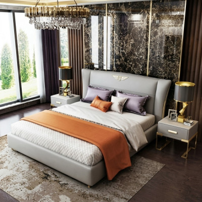 Luxury bedroom designer double bed hotel 180/200x200cm leather