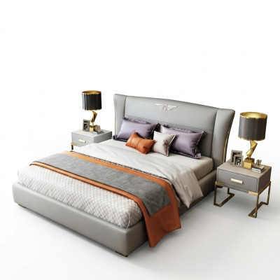 Luxury bedroom designer double bed hotel 180/200x200cm leather