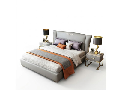 Luxury bedroom designer double bed hotel 180/200x200cm leather