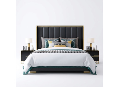 Luxury Bed Bedroom Italian Leather Upholstered Double Beds Metal