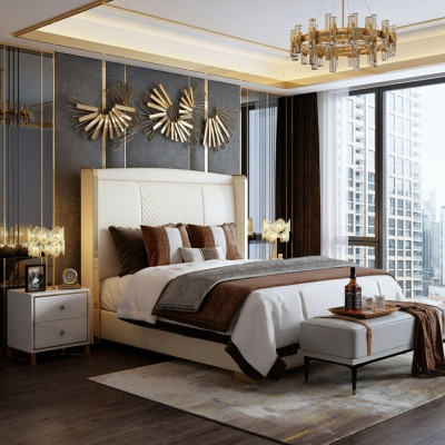 Luxury bedroom bed upholstery design decor luxury double hotel marital beds
