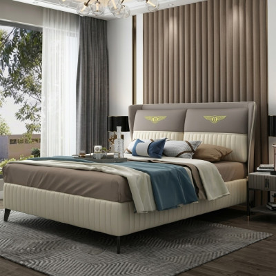Designer double bed hotel luxury bedroom 150/180x200cm leather new