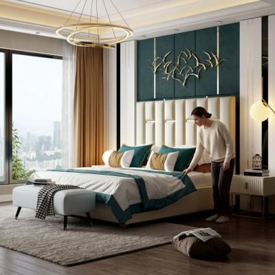 Luxury bedroom double bed 150/180x200cm metal new hotel