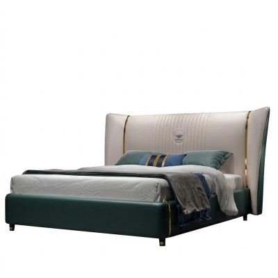 Luxury bedroom double bed 180/200x200cm leather metal new