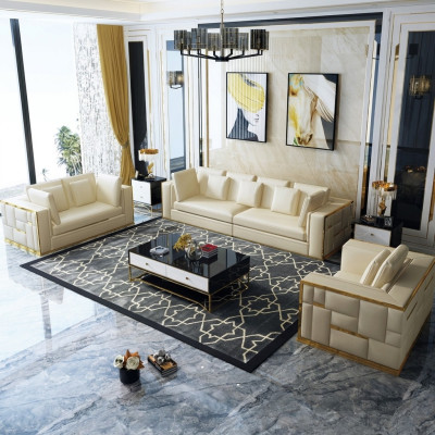 Design Sofa Couch Upholstery Seat Set 3+2+1+ Chaise Longue Leather Luxury