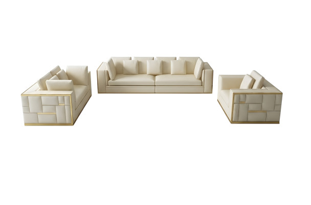 Design Sofa Couch Upholstery Seat Set 3+2+1+ Chaise Longue Leather Luxury