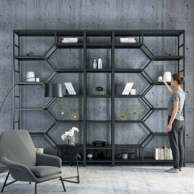 Metal Shelf Partition Designer Luxury Shelves Loft Style Cabinet 3-piece Set