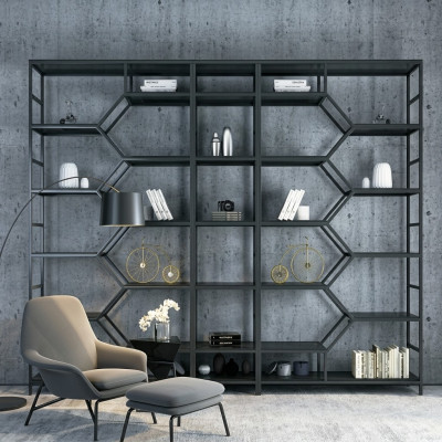 Metal Shelf Partition Designer Luxury Shelves Loft Style Cabinet 3-piece Set