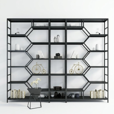 Metal Shelf Partition Designer Luxury Shelves Loft Style Cabinet 3-piece Set