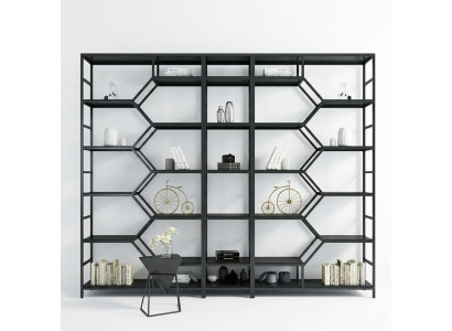 Metal Shelf Partition Designer Luxury Shelves Loft Style Cabinet 3-piece Set