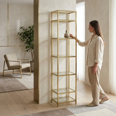 Regal Glass Metal Shelf modern design partition wall glass shelves