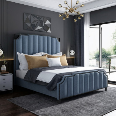 Luxury bedroom double bed 150/180x200cm leather metal new hotel