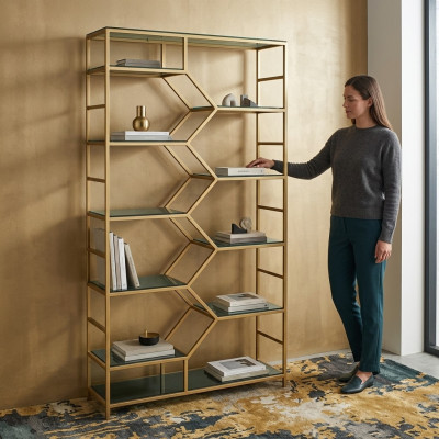 Metal shelf partition designer luxury shelves gold cabinet 3-piece set