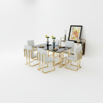 Design dining table wood with stainless steel elements tables decor dining room furniture