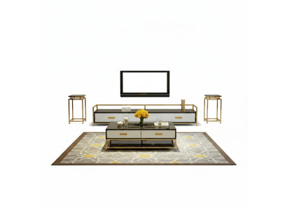 Luxury Metal Coffee Table Gold Black High Gloss Sofa Living Room Table