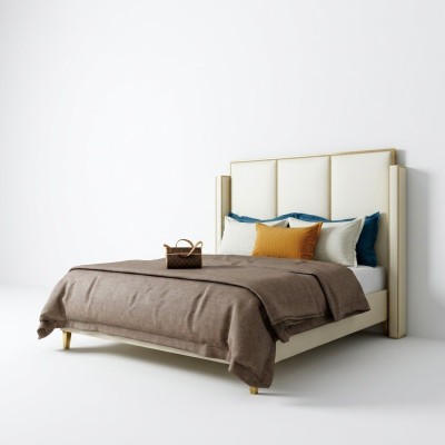 Double bed, designer bed, leather upholstery, bedroom, marriage, new