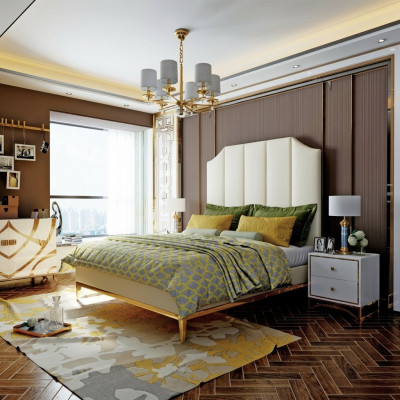 Bed Pillow Deco Design Luxury Double Hotel Beds Sleep Room Leather