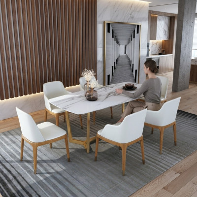 Luxury Designer Stainless Steel Metal Dining Table Tables Living Room 160x90cm