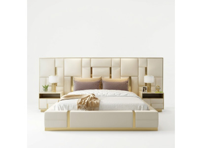 Hotel bed luxury design beds upholstery decor metal leather bedroom XXL
