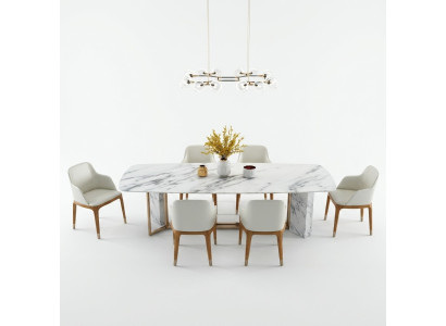 Complete set dining table + 6 chairs dining room decor set dining group wood table