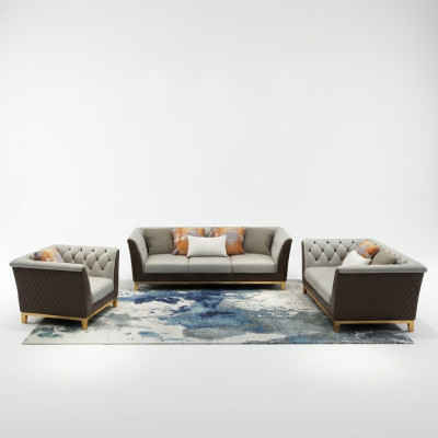 Sofa Couch Set Seating Upholstery Complete Set 3+2+1 Sofas Design Chesterfield