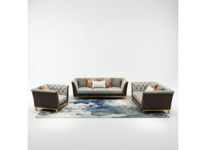 Sofa Couch Set Seating Upholstery Complete Set 3+2+1 Sofas Design Chesterfield