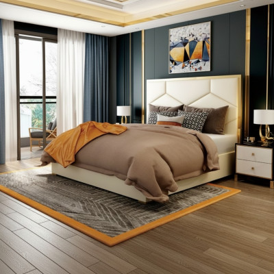 Bed decor upholstery design luxury double hotel beds sleep room leather