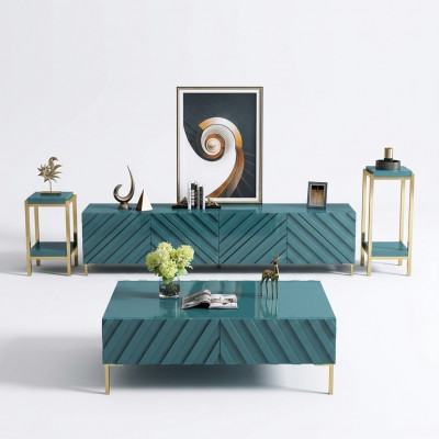 Sideboard 2x Side Stand Coffee Table Designer Living Room Metal