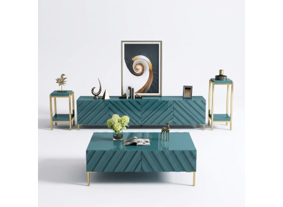 Sideboard 2x Side Stand Coffee Table Designer Living Room Metal